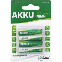InLine® NiMH-Akku, Micro (AAA), 900mAh, vorgeladen, 