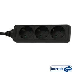 InLine® Steckdosenleiste, schwarz, 3-fach, 3x Schutzkontakt, 