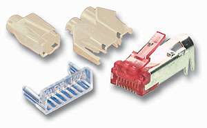 RJ45 Stecker Hirose TM21 Cat.6, grau, inkl. Kamm 