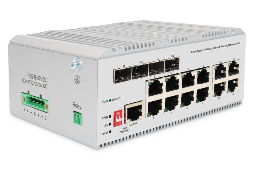 DIGITUS 8 Port Switch, Industrial, L2 managed, 4 SFP Uplink 