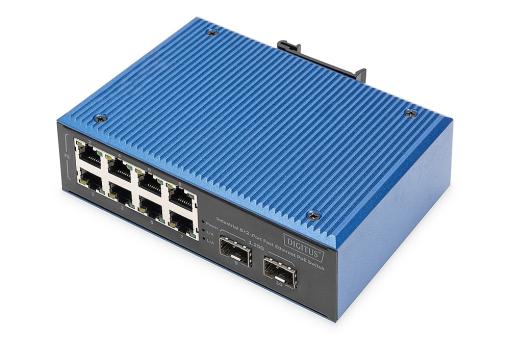 DIGITUS Industrial 8+2 -Port Fast Ethernet PoE Switch 