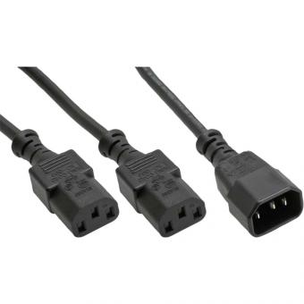 InLine® Netz-Y-Kabel, Kaltgeräte, 1x IEC-C14 auf 2x 