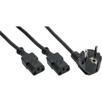 InLine® Netz-Y-Kabel, 1x Schutzkontaktstecker zu 2x 