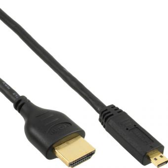 InLine® HDMI Micro Superslim Kabel A an D, HDMI-High 