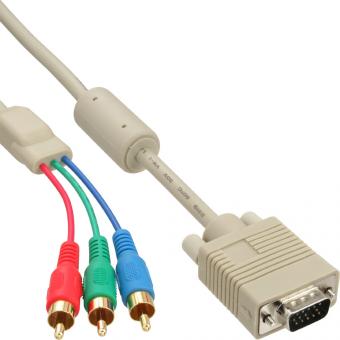 InLine® VGA RGB Kabel, VGA Stecker an 3x Cinch Stecker, 5m 
