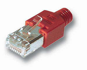 RJ45 Stecker Hirose TM11 Cat.5e, rot (10 Stück) 