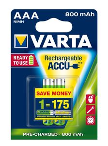 VARTA Rechargeable Akku AAA Micro 2er 800mAh (Entladeschutz) 