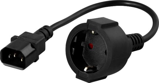 Kaltgeräte C14 auf Schutzkontakt Buchse, Läneg: 20cm 