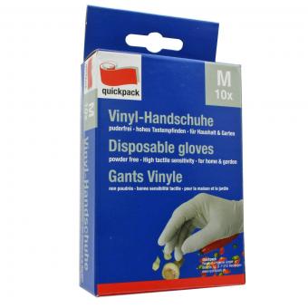 Die weissen Vinyl-Handschuhe im 10er Pack, Größe M 